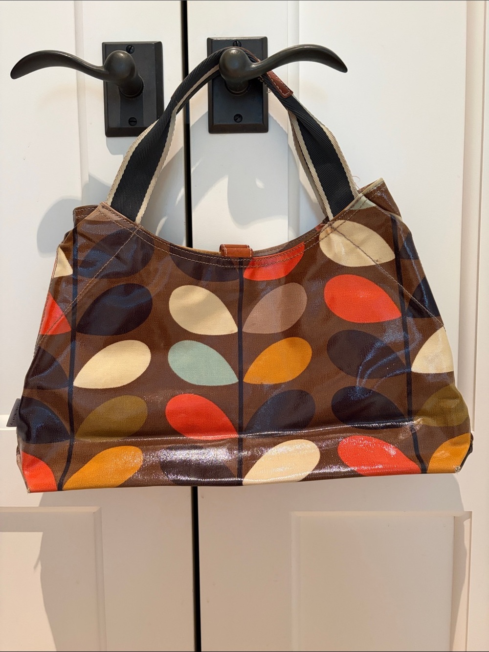 Orla Kiely Brown Multicolor Retro Stem Tote